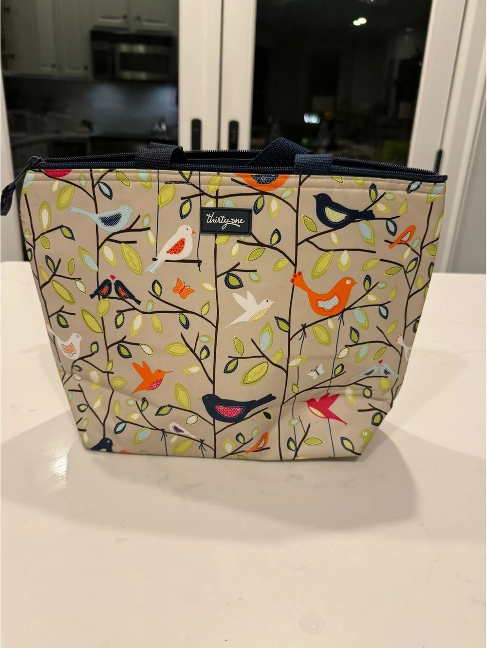 Thirty-One Insulated Lunch Tote with Bird Print